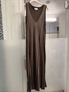 Michael Stars Sleeveless V-Neck Maxi Dress in Dark Olive